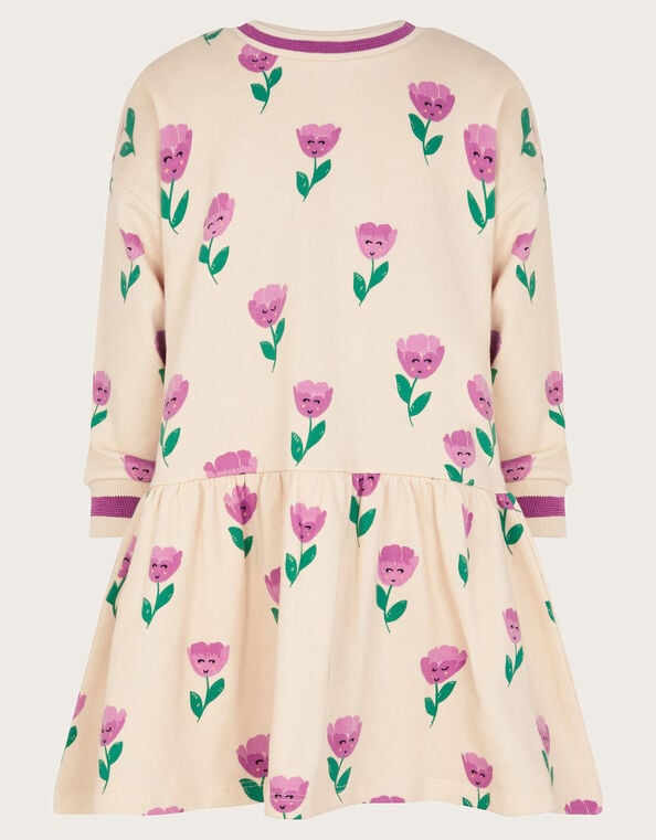 Tulip Print Sweatshirt Dress, Pink (PINK), large
