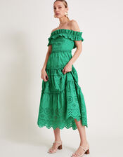Brynn Broderie Dress, Green (GREEN), large
