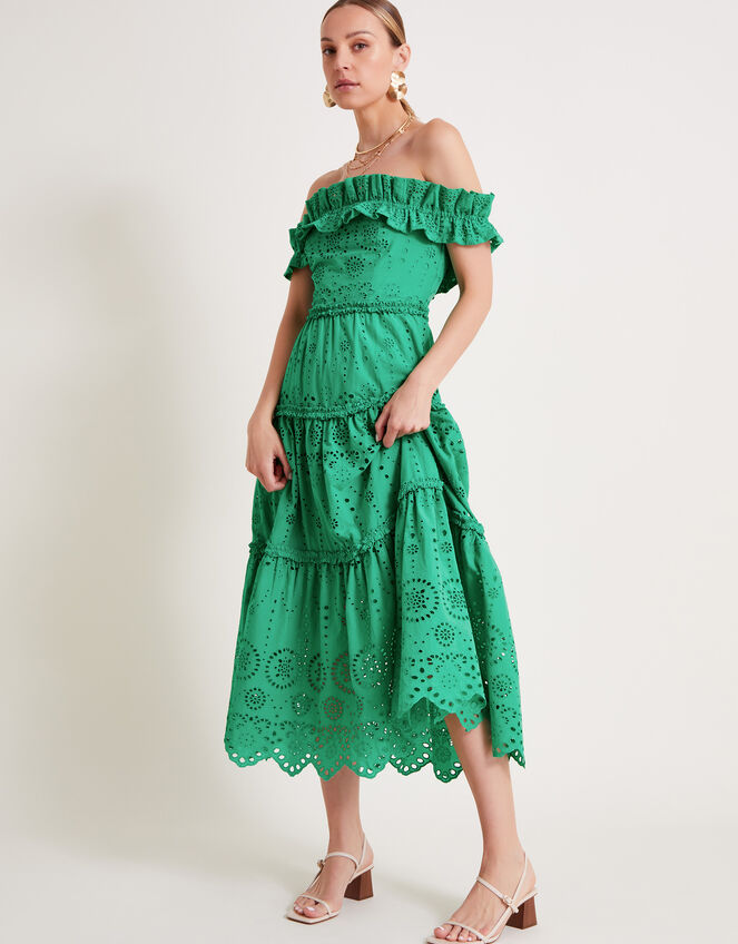 Brynn Broderie Dress, Green (GREEN), large