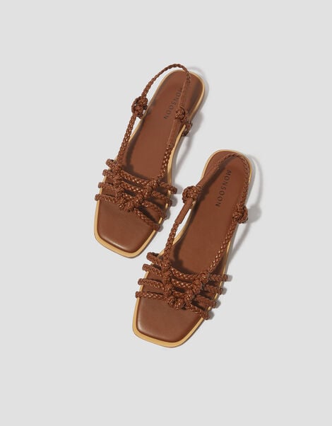 Haf Metallic Braided Sandals, Tan (TAN), large