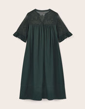 East Theia Embroidered Lace Maxi Dress, Green (DARK GREEN), large