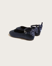 Organza Bow Ballerina Flats, Blue (NAVY), large