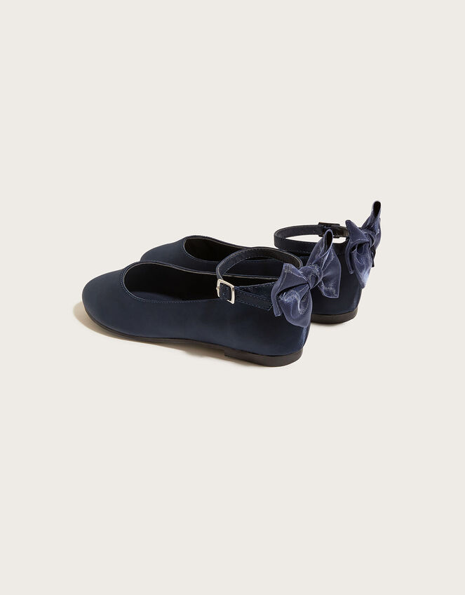 Organza Bow Ballerina Flats, Blue (NAVY), large