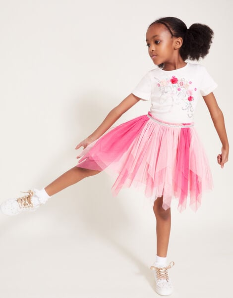 Sequin Unicorn Short Sleeve Disco Dress, Pink (PINK), large