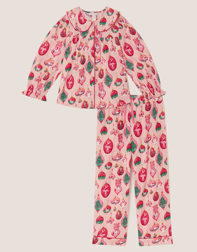 Christmas Bauble Print Long Pyjamas Set, Pink (PINK), large