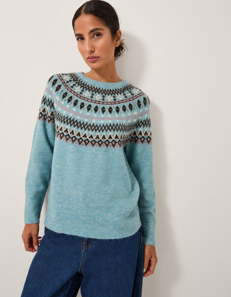 Fran Fair Isle Jumper, Blue (BLUE), large