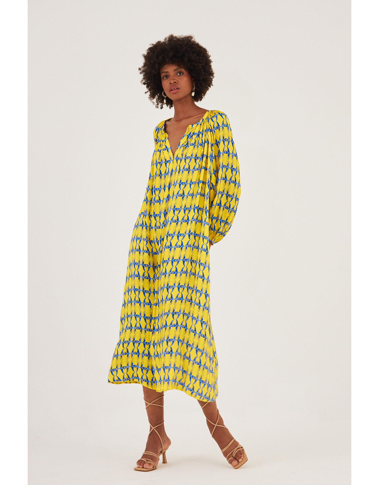 DEEBA Oozie Print Dress Yellow