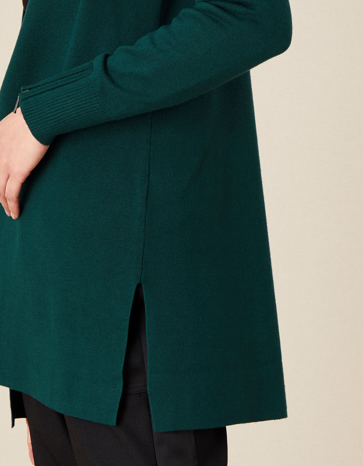 Zip Cuff Longline Cardigan Teal Cardigans Monsoon Global
