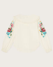 Boutique Rose Embroidered Collar Blouse, Ivory (IVORY), large