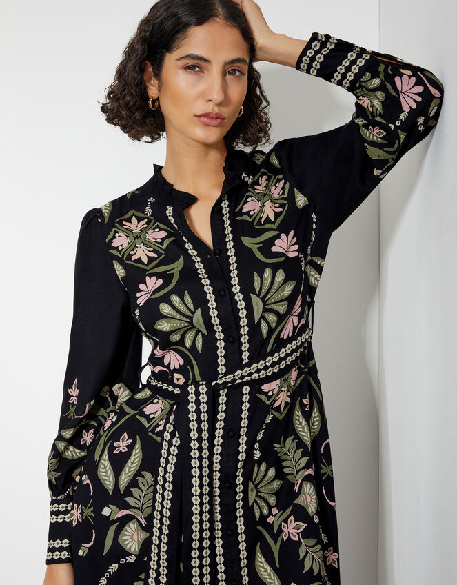 Sabrina Floral Print Maxi Dress, Black (BLACK), large
