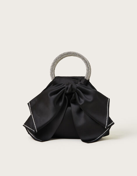 Bow Dazzle Handle Bag, Black (BLACK), large
