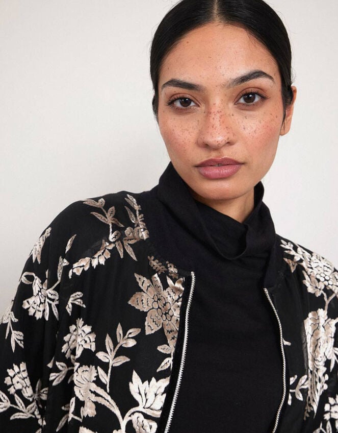 East Ziena Devor&eacute; Bomber Jacket, Black (BLACK), large