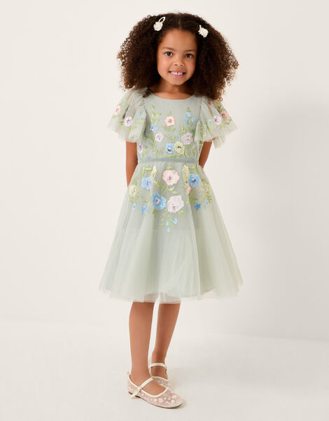 Oelene Embroidered Skater Party Dress, Green (SAGE), large