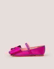 Bow Satin Ballet Flats, Pink (PINK), large