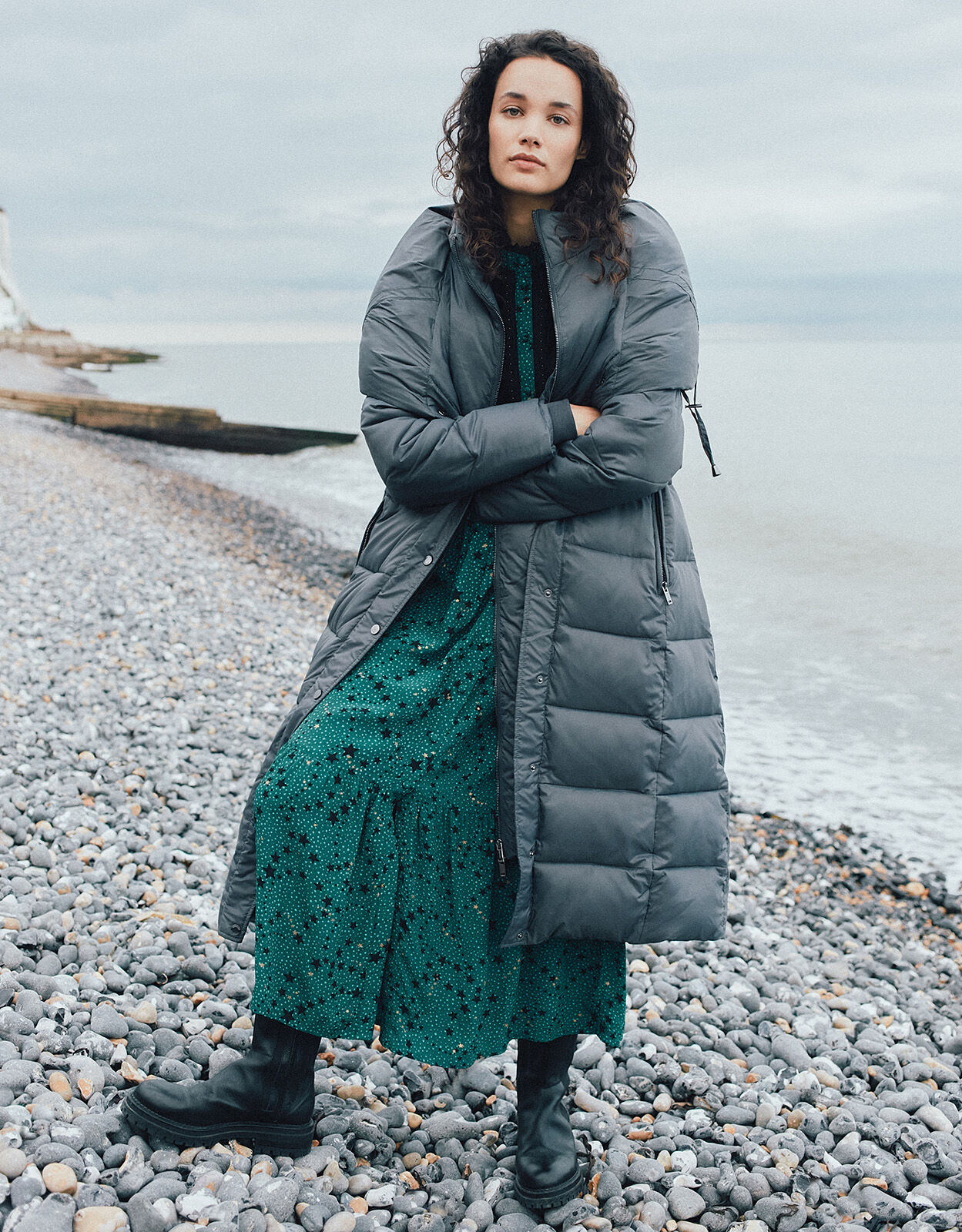 Lauren Padded Maxi Coat Grey | Women's 