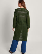 Phea Pointelle Cardigan, Green (KHAKI), large