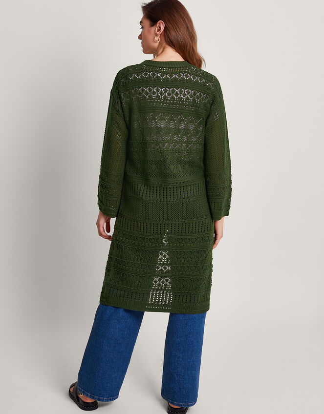 Phea Pointelle Cardigan, Green (KHAKI), large