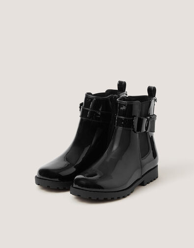 Bow Patent Chelsea Boot School Shoes, Black (BLACK), large