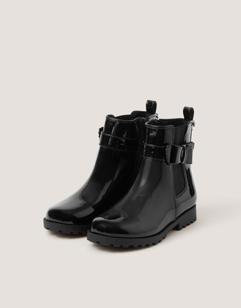 Bow Patent Chelsea Boot School Shoes, Black (BLACK), large