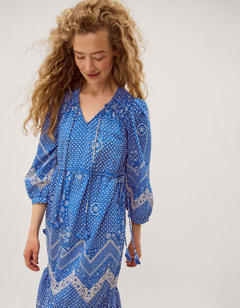 Iggy Floral Print Midi Dress, Blue (BLUE), large