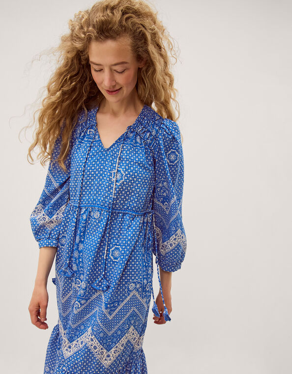 Iggy Floral Print Midi Dress, Blue (BLUE), large