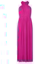 Maura Cross-Neck Cape Maxi Dress, Pink (PINK), large