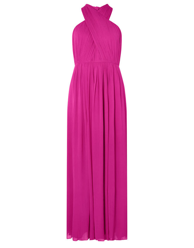 Maura Cross-Neck Cape Maxi Dress, Pink (PINK), large