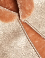 Boutique Metallic Faux Fur Gilet, Pink (PINK), large