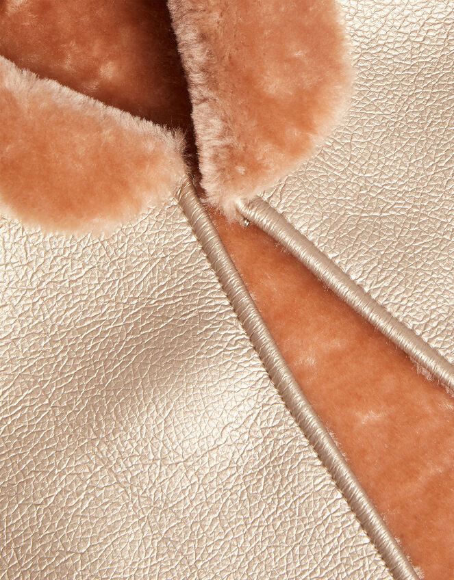 Boutique Metallic Faux Fur Gilet, Pink (PINK), large