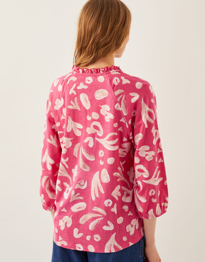 Rosie Abstract Print Jersey Blouse, Pink (PINK), large