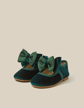 Baby Bow Velvet Walkers, Green (GREEN), large