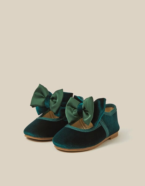 Baby Bow Velvet Walkers, Green (GREEN), large