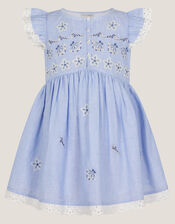 Baby Seashell Embroidered Dress, Blue (BLUE), large