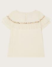 Sequin Frill T-Shirt, Ivory (IVORY), large
