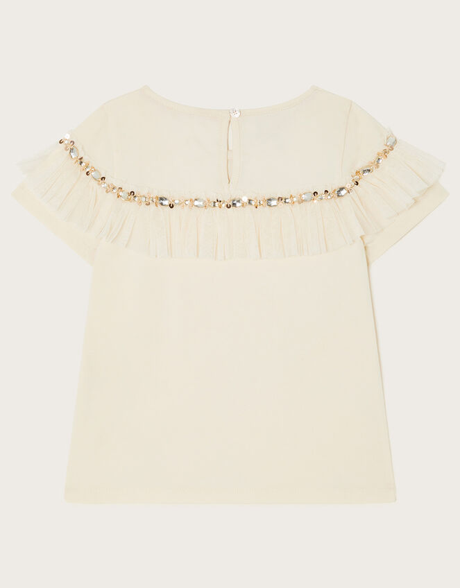 Sequin Frill T-Shirt, Ivory (IVORY), large