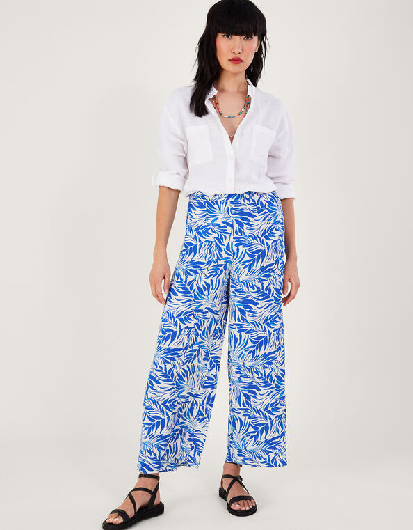 Florence Wide Leg Pants in Sustainable Viscose, Blue (BLUE), large