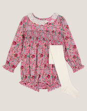 Newborn Dollie Romper & Tights Set, Pink (PINK), large