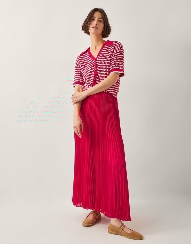 Ezra Pleated Maxi Skirt, Red (RED), large