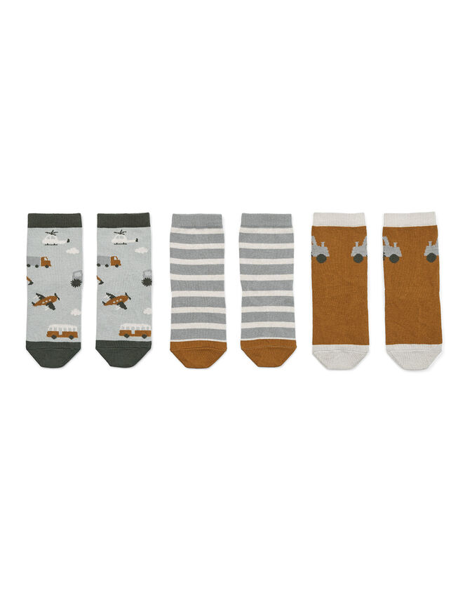 Liewood Silas Vehicle Print Socks Set of Three, Multi (MULTI), large