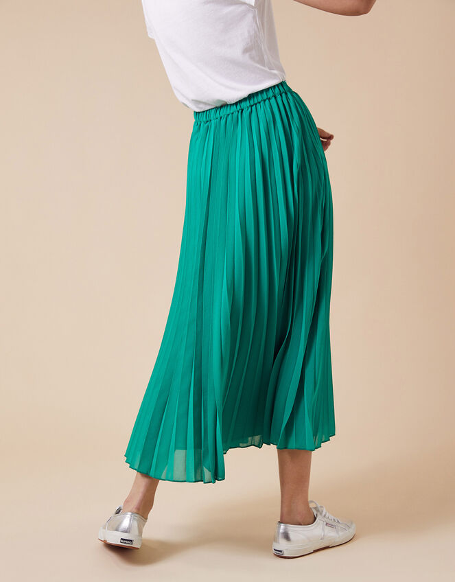 Meryl Pleated Midi Skirt in Recycled Fabric, Green (GREEN), large