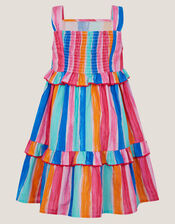 Rainbow Stripe Tiered Dress, Multi (MULTI), large
