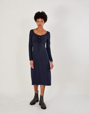 Ruched Jersey Midi Dress, Blue (NAVY), large