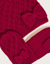 Baby Beanie and Mitten Set with Recycled Fabric, Red (RED), large