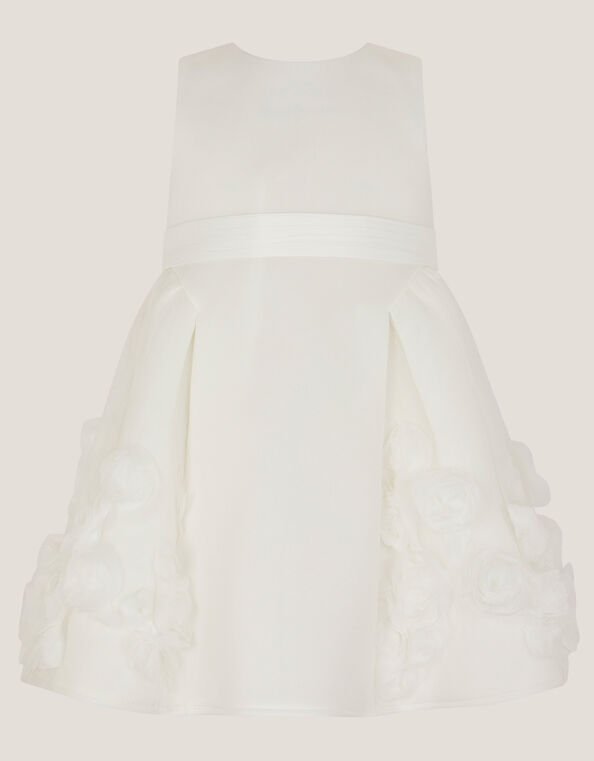 Baby Elouise Sleeveless Rose Appliqué Dress, Ivory (IVORY), large