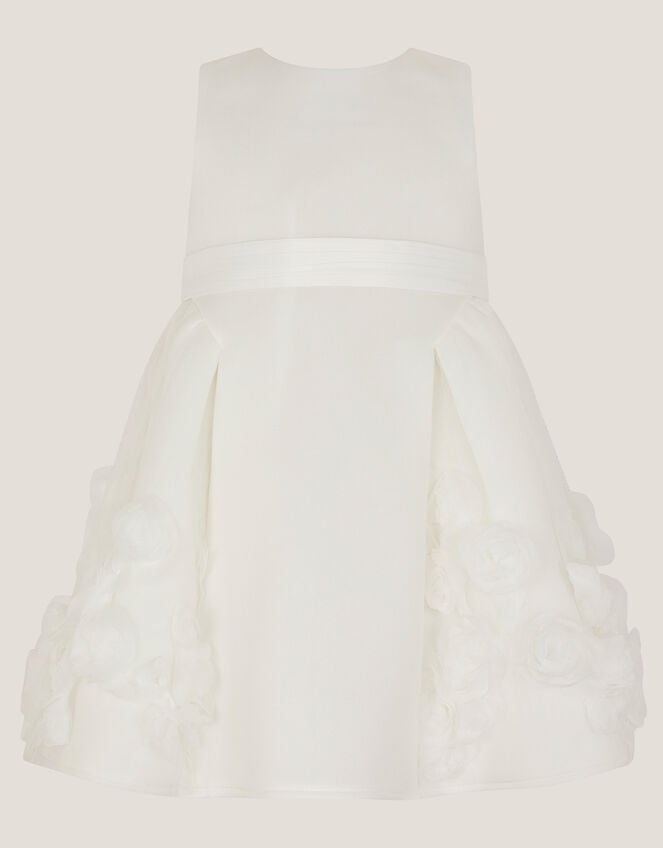 Baby Elouise Sleeveless Rose Appliqué Dress, Ivory (IVORY), large