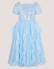 Scarla Sequin Ruffle Party Dress, Blue (PALE BLUE), large
