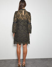 Eliza Long Sleeve Lace Mini Dress, Green (KHAKI), large