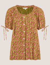 Harlowe Print Jersey Top, Green (GREEN), large