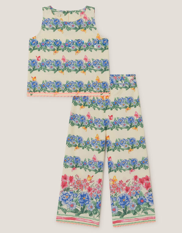 Clara Floral Print Top & Pants Set, Ivory (IVORY), large