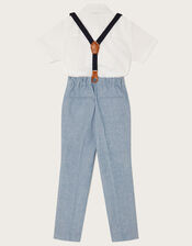 Nathan Trousers, Shirt and Tie Set with Braces, Blue (BLUE), large